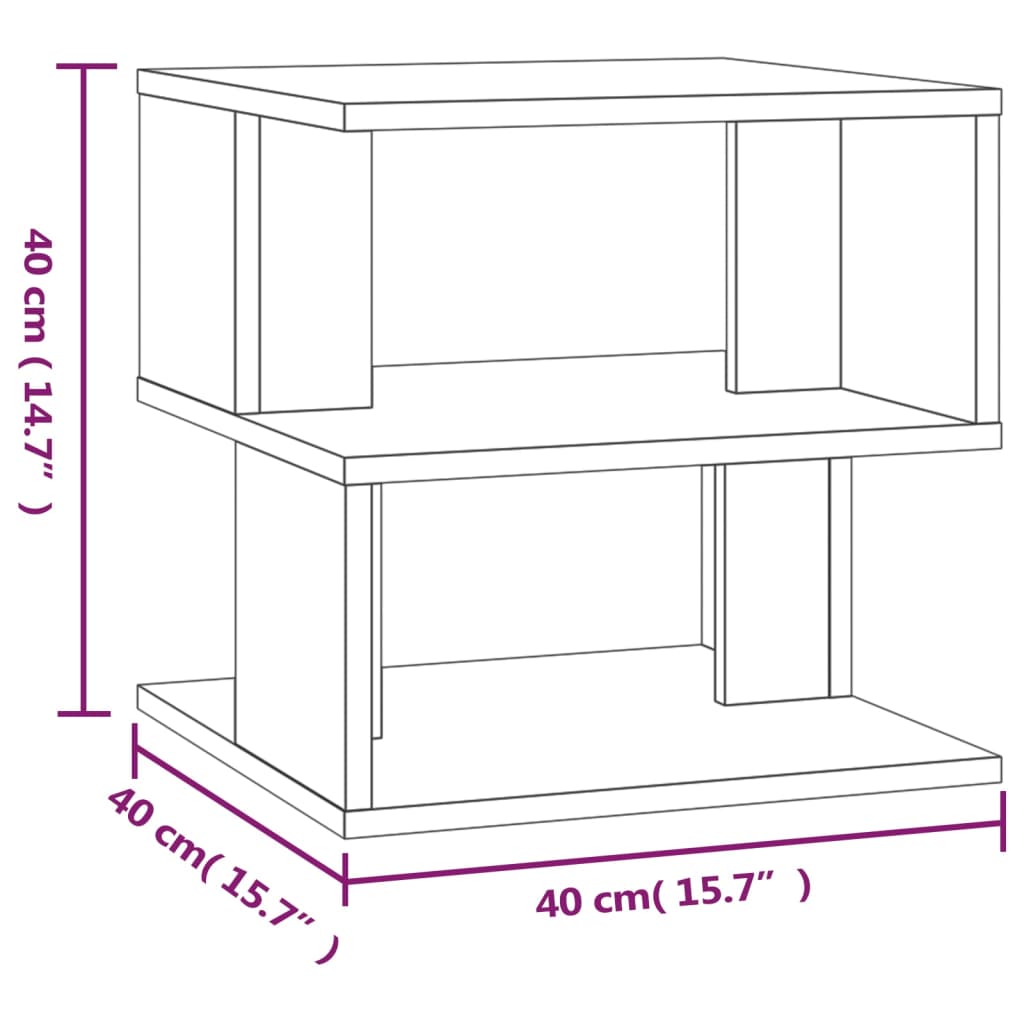 vidaXL Mesa auxiliar madera contrachapada roble ahumado 40x40x40 cm