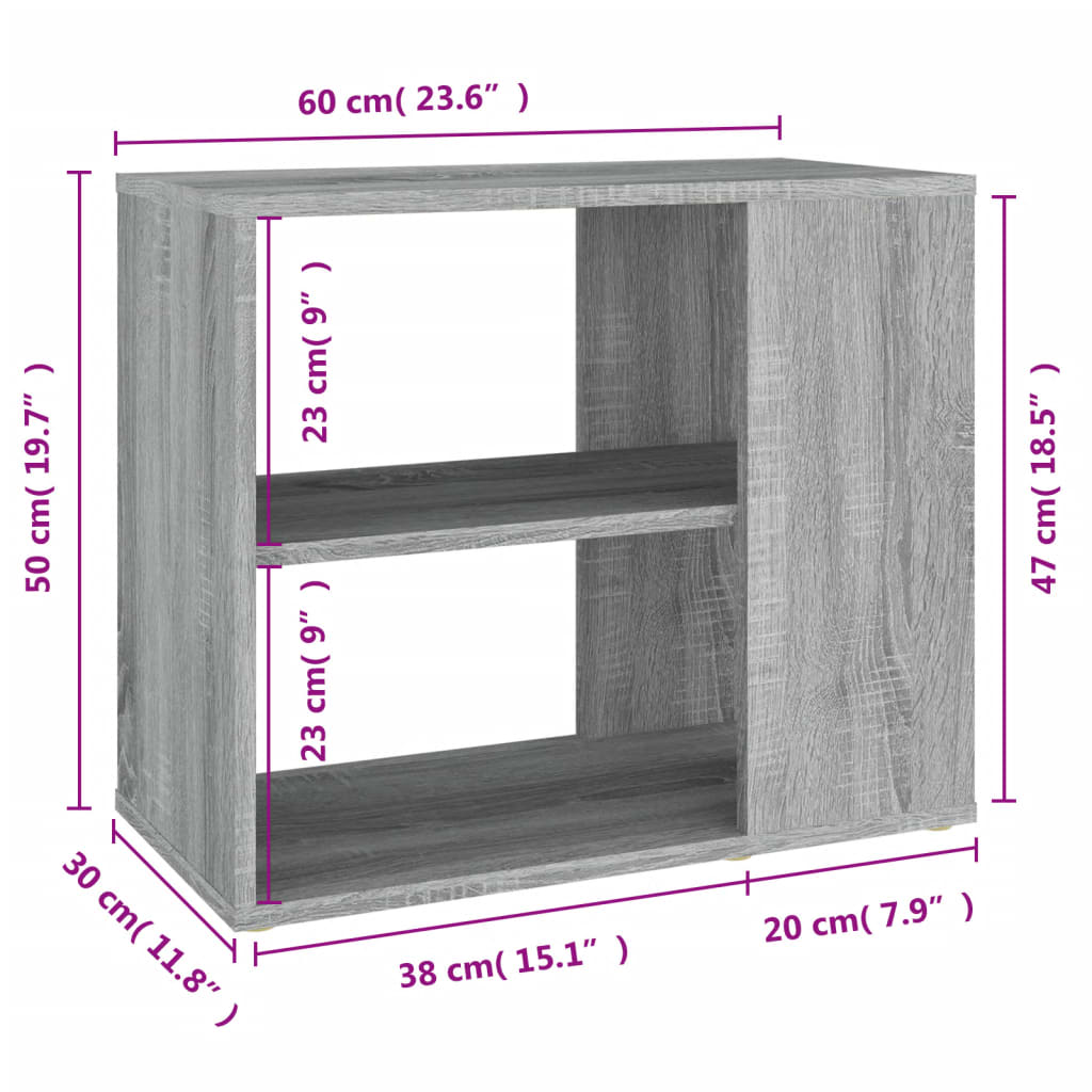 vidaXL Armario auxiliar madera contrachapada gris Sonoma 60x30x50 cm