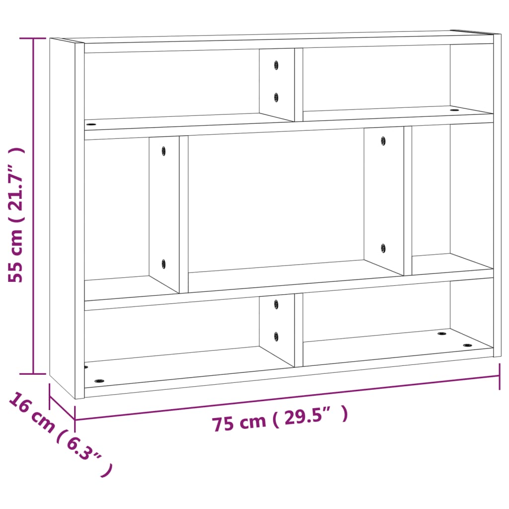 vidaXL Estantería de pared madera de ingeniería gris sonoma 75x16x55cm