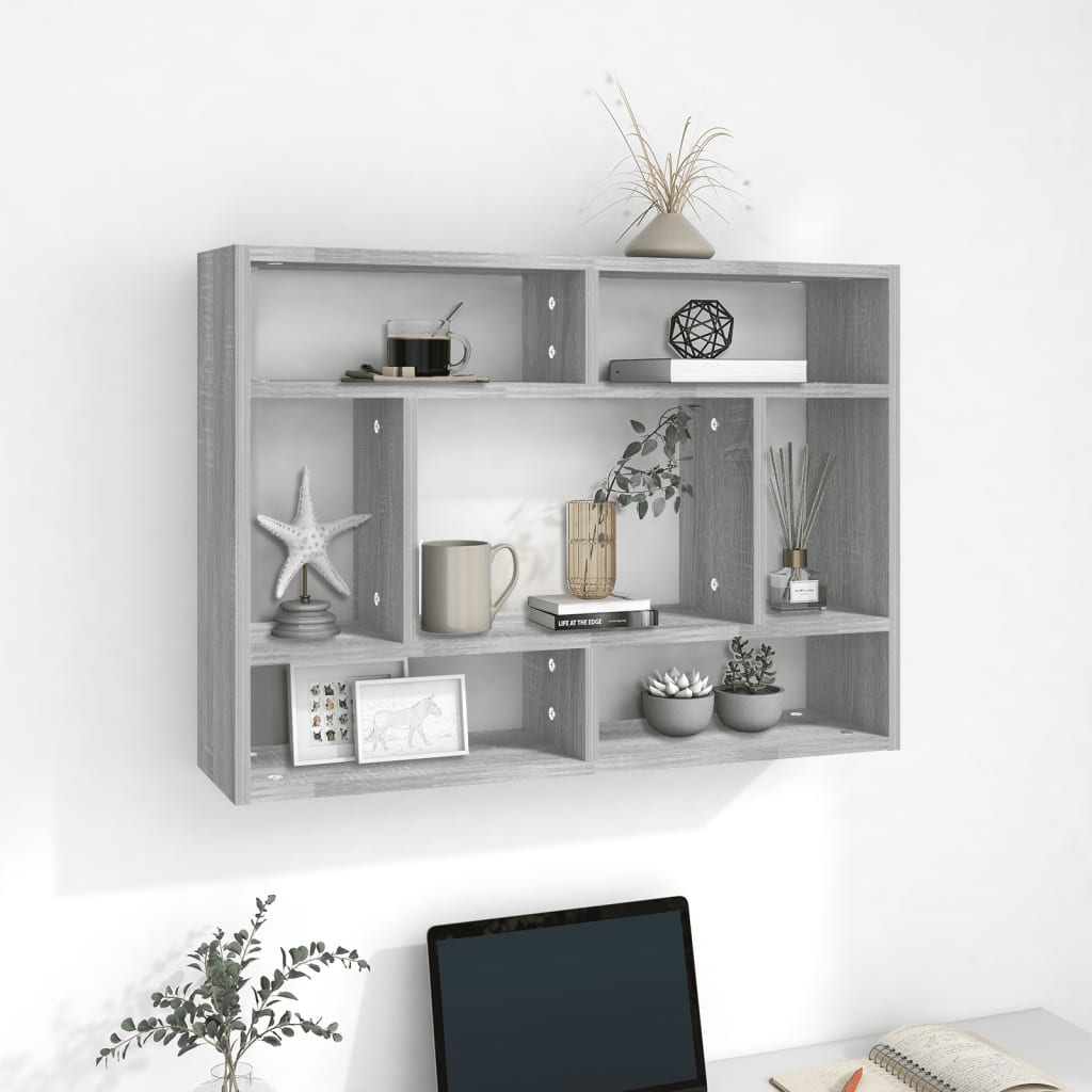 vidaXL Estantería de pared madera de ingeniería gris sonoma 75x16x55cm