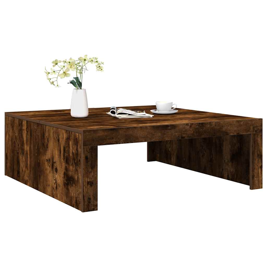 vidaXL Mesa de centro madera contrachapada roble ahumado 100x100x35 cm