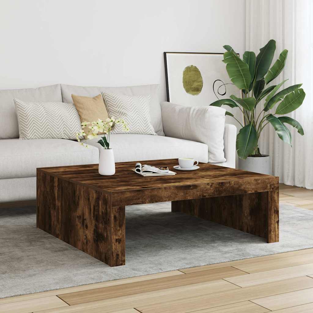 vidaXL Mesa de centro madera contrachapada roble ahumado 100x100x35 cm