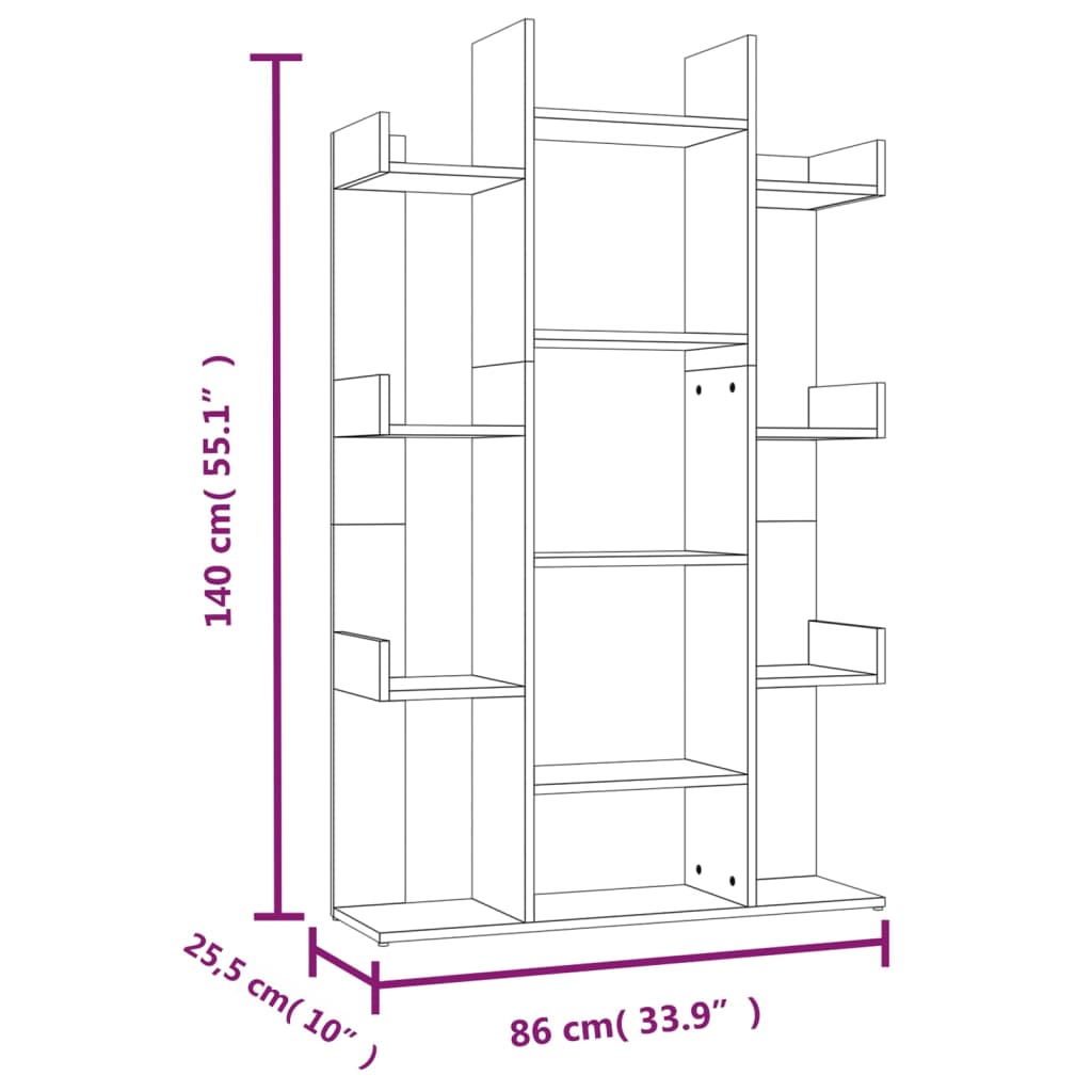 vidaXL Estantería madera contrachapada gris Sonoma 86x25,5x140 cm