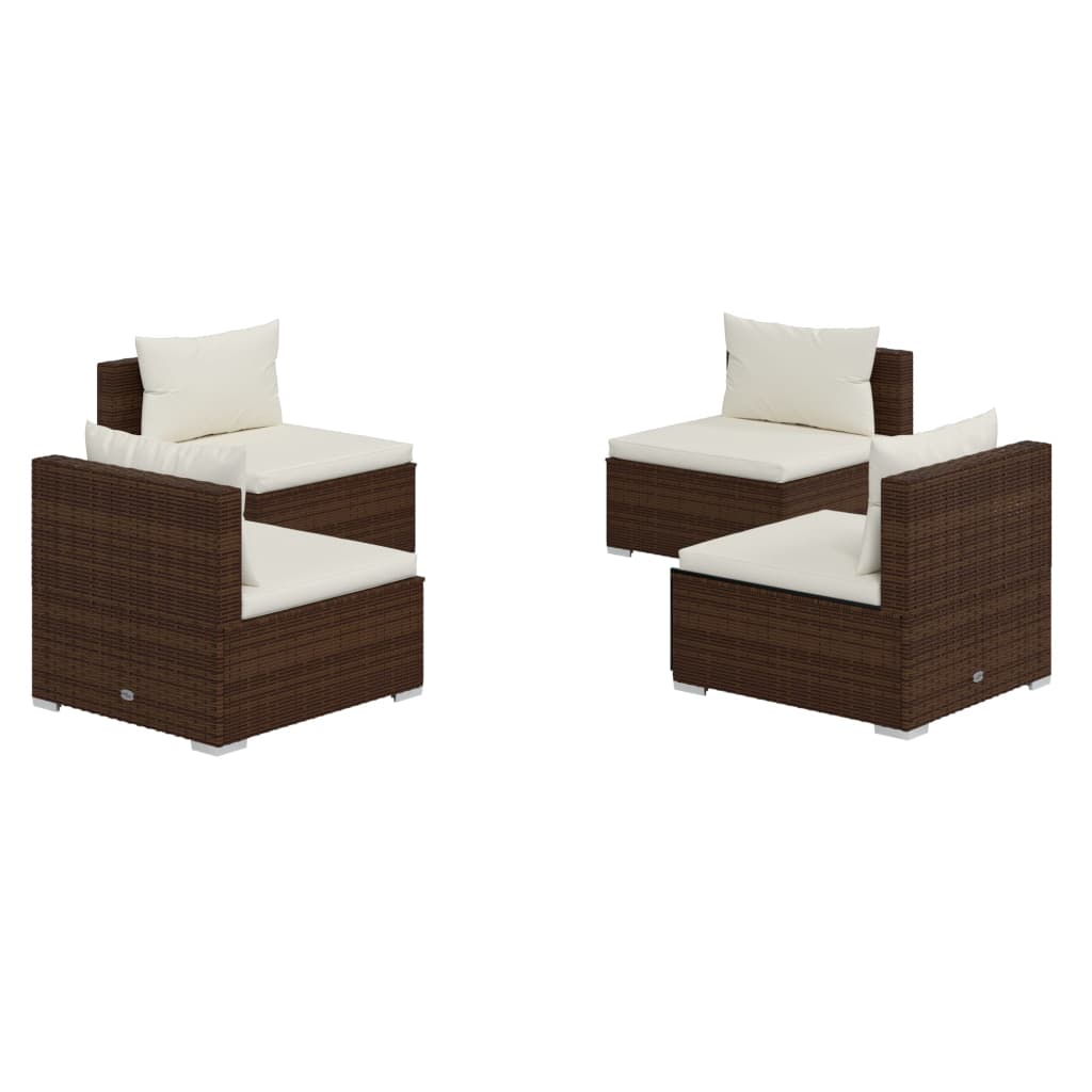 vidaXL Set muebles de jardín 4 piezas y cojines ratán sintético marrón