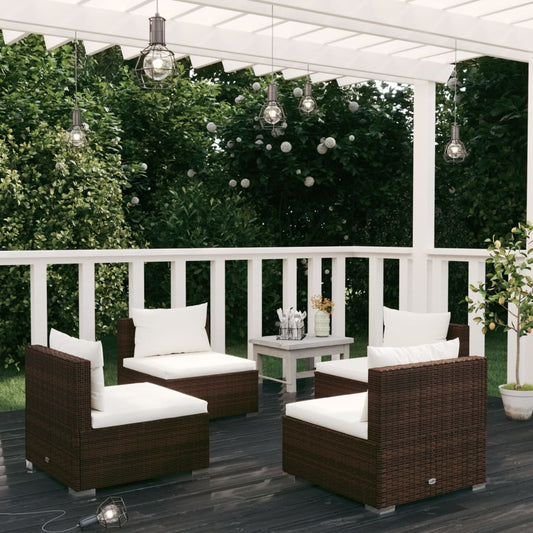 vidaXL Set muebles de jardín 4 piezas y cojines ratán sintético marrón