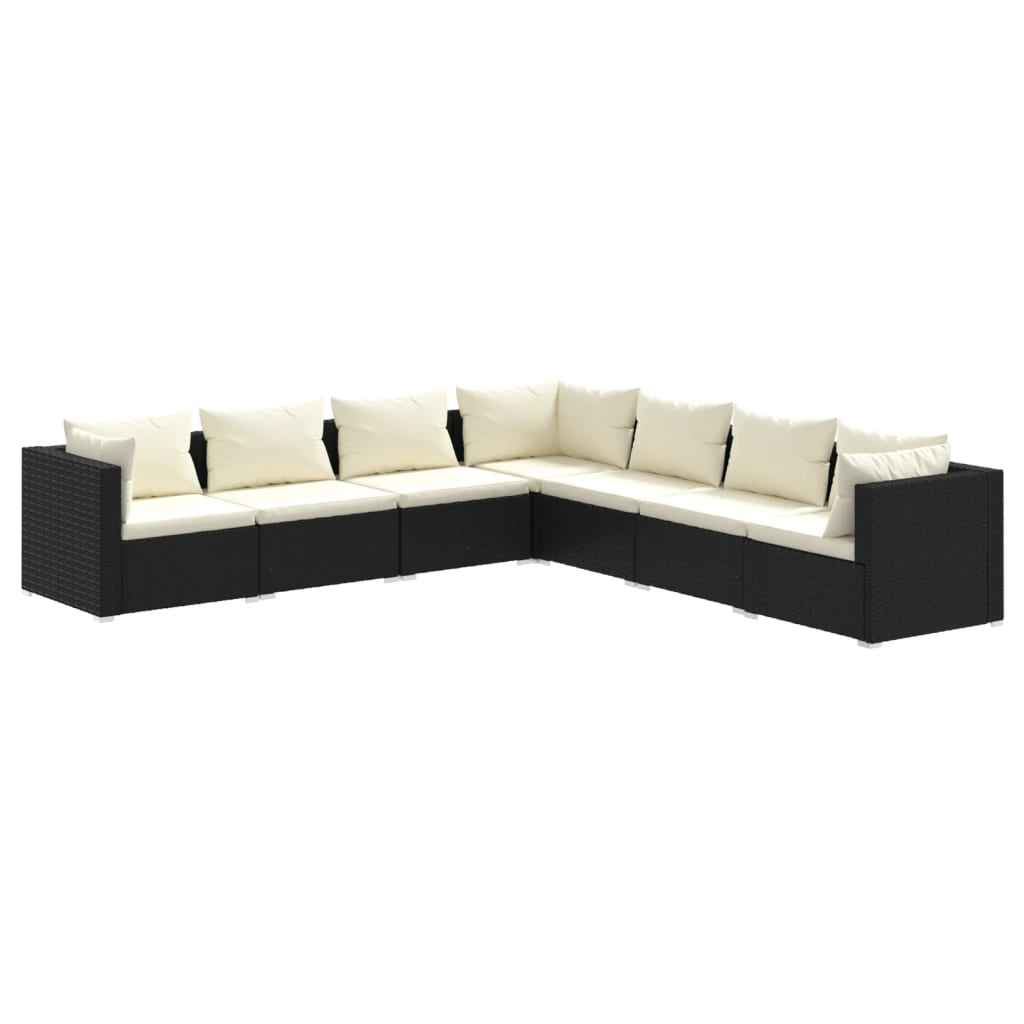 vidaXL Set de muebles de jardín 7 pzas y cojines ratán sintético negro