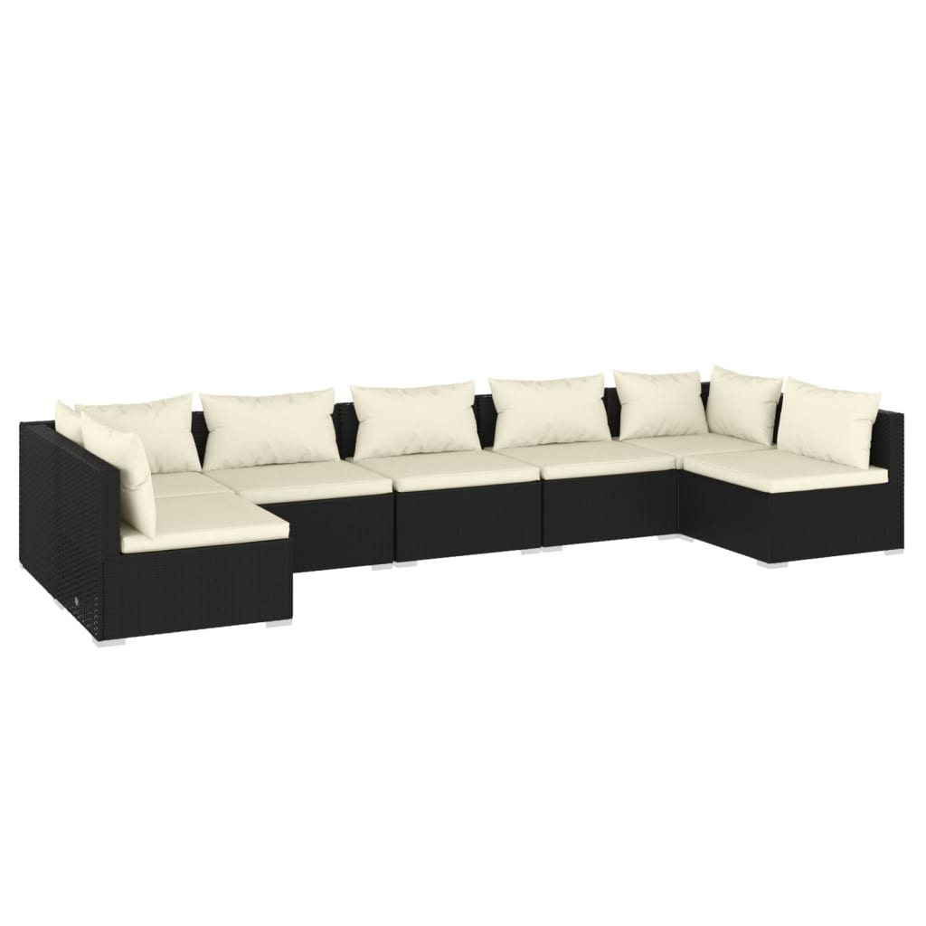 vidaXL Set de muebles de jardín 7 pzas y cojines ratán sintético negro