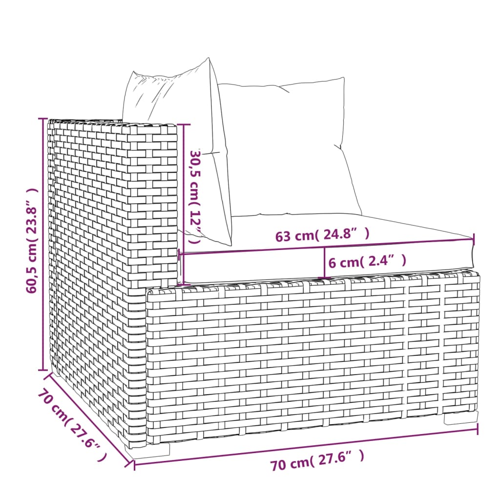 vidaXL Set muebles de jardín 11 pzas y cojines ratán sintético marrón