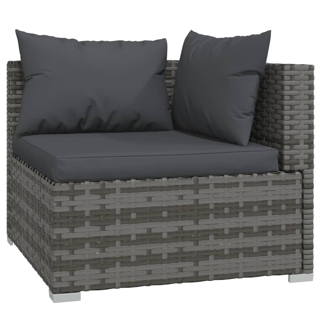 vidaXL Set muebles de jardín 4 piezas y cojines ratán sintético gris