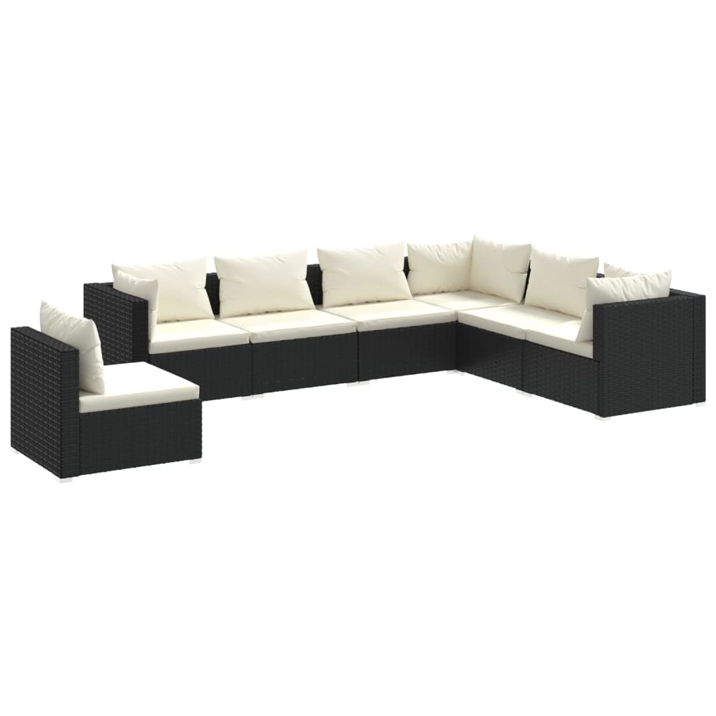 vidaXL Set de muebles de jardín 7 pzas y cojines ratán sintético negro