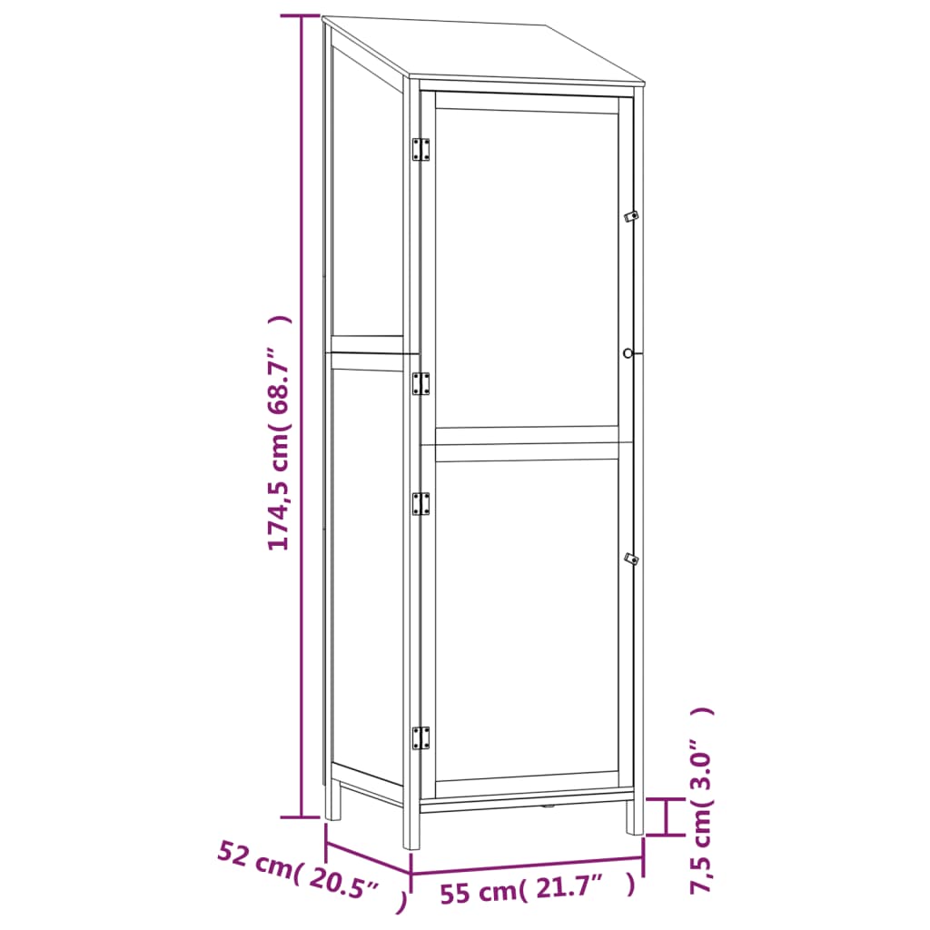 vidaXL Cobertizo de jardín madera maciza abeto antracita 55x52x174,5cm