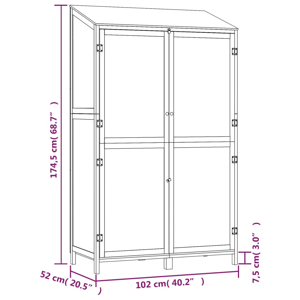 vidaXL Cobertizo de jardín madera maciza abeto blanco 102x52x174,5cm