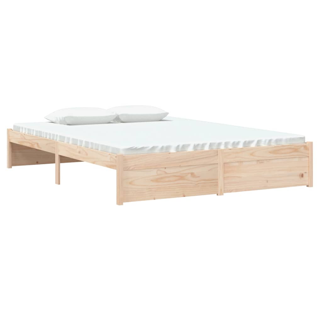 vidaXL Estructura de cama doble sin colchón madera maciza 135x190 cm