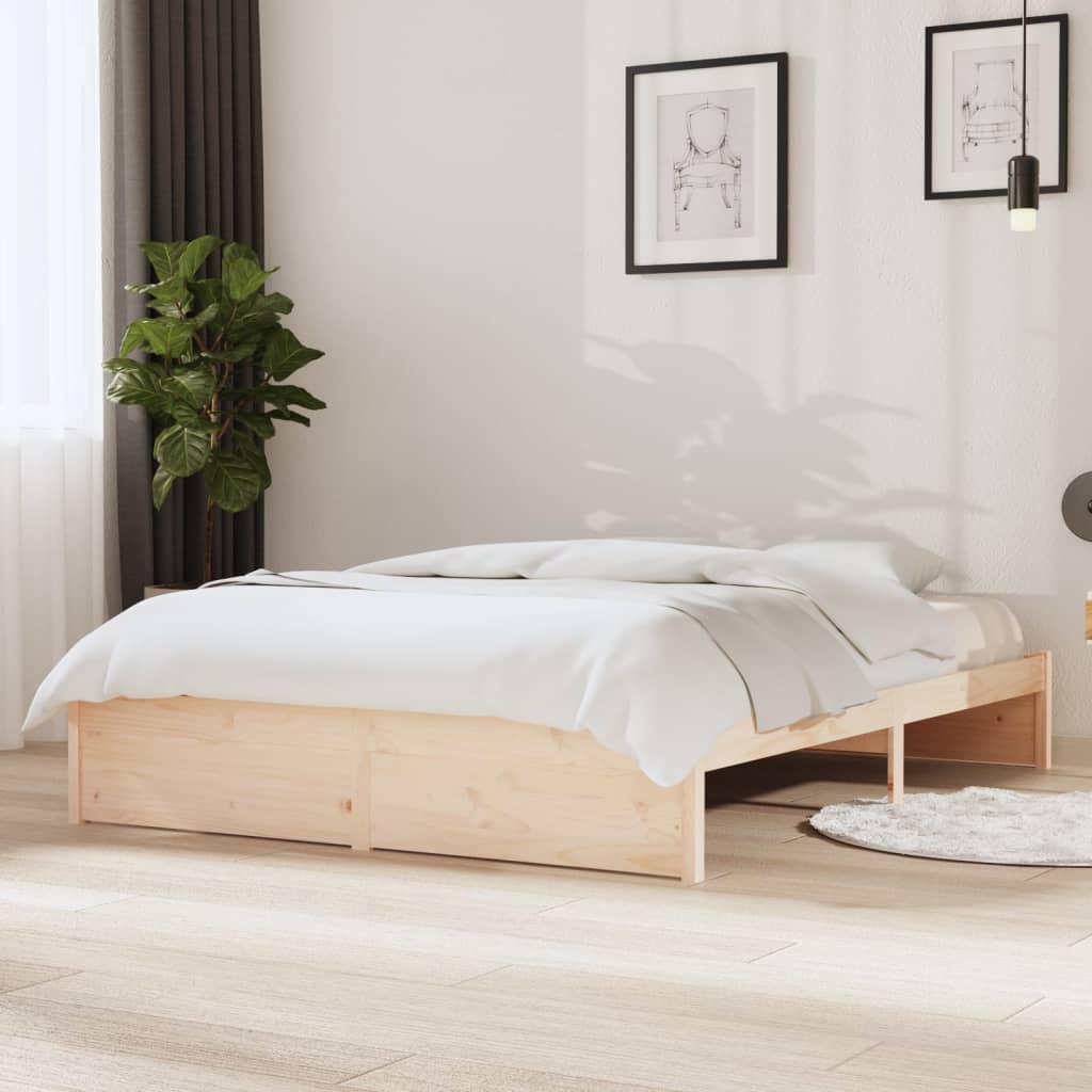 vidaXL Estructura de cama doble sin colchón madera maciza 135x190 cm