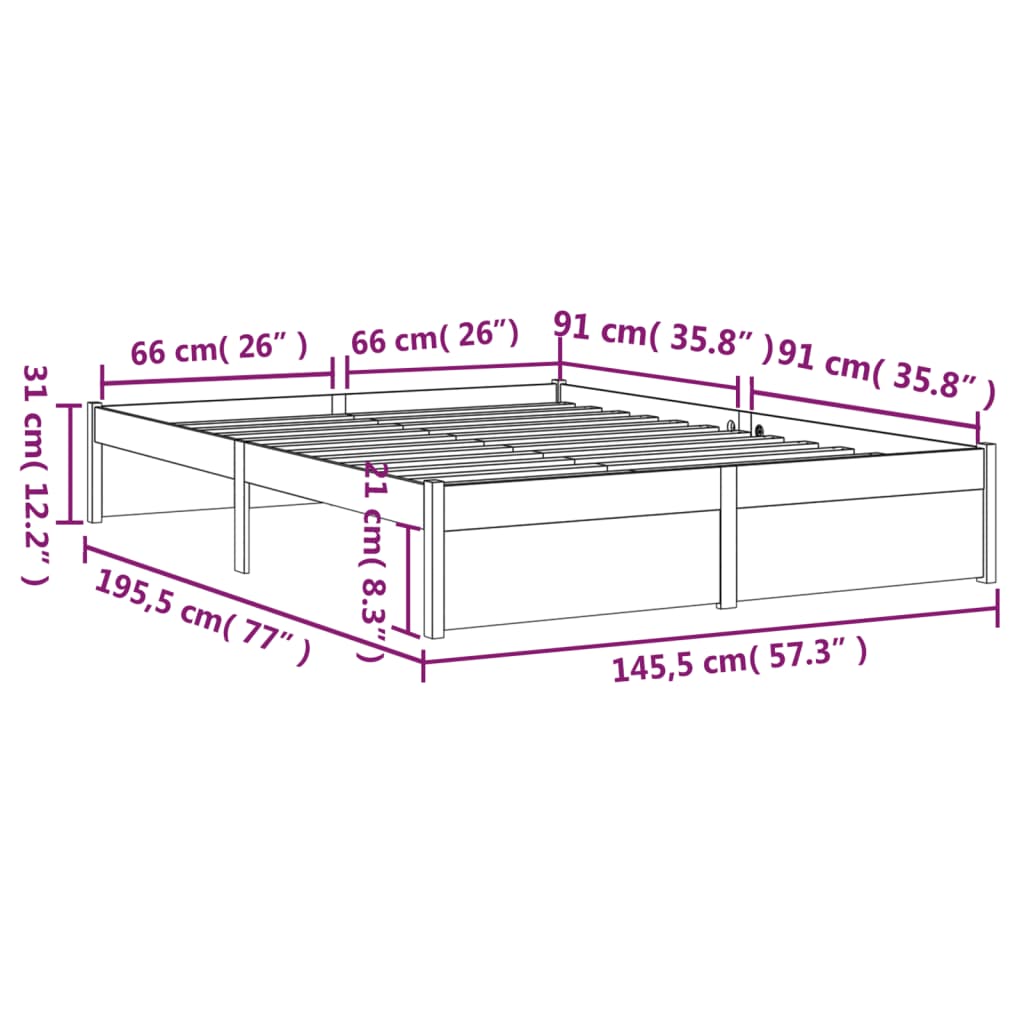 vidaXL Estructura de cama sin colchón madera maciza 140x190 cm