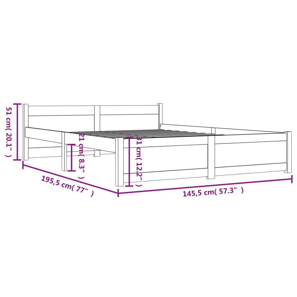 vidaXL Estructura de cama sin colchón madera maciza 140x190 cm