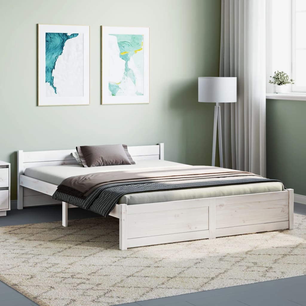 vidaXL Estructura de cama sin colchón madera maciza blanco 140x190 cm