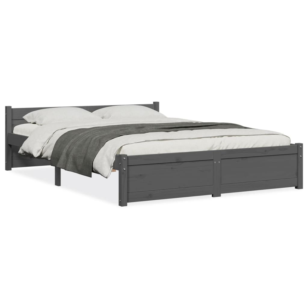 vidaXL Estructura de cama sin colchón madera maciza gris 140x190 cm