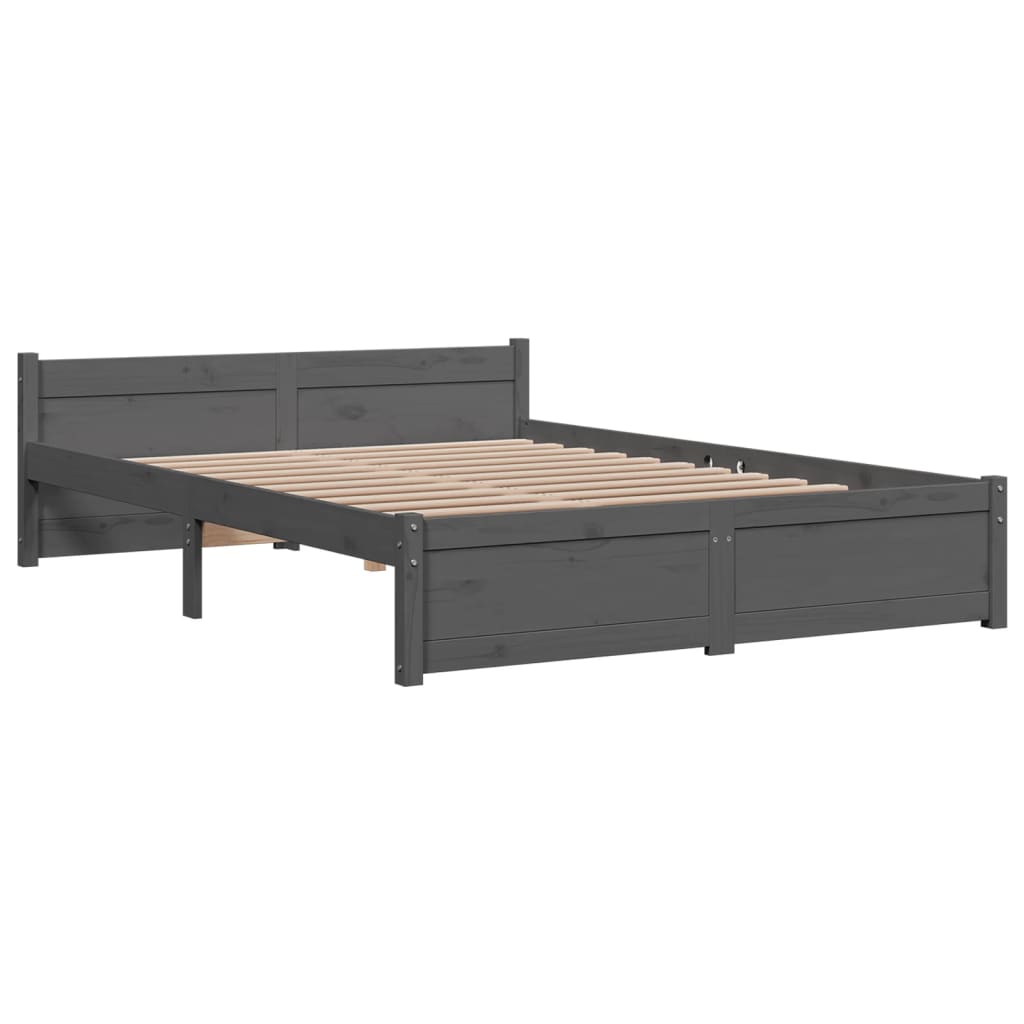 vidaXL Estructura de cama sin colchón madera maciza gris 140x190 cm