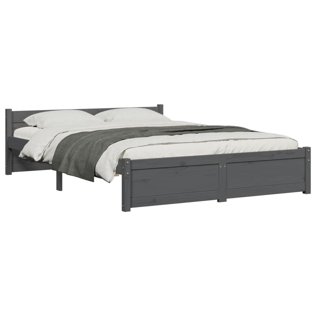 vidaXL Estructura de cama sin colchón madera maciza gris 140x190 cm