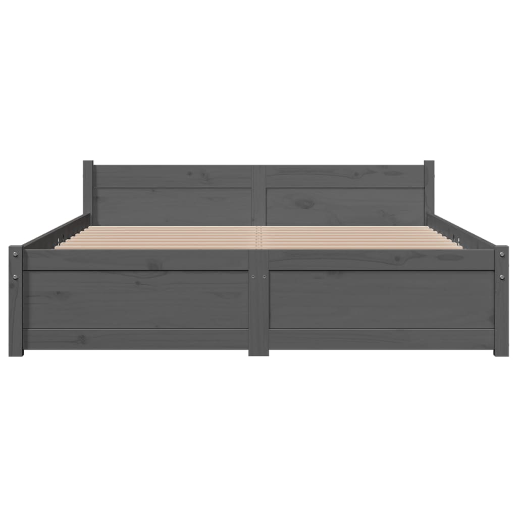 vidaXL Estructura de cama sin colchón madera maciza gris 140x190 cm