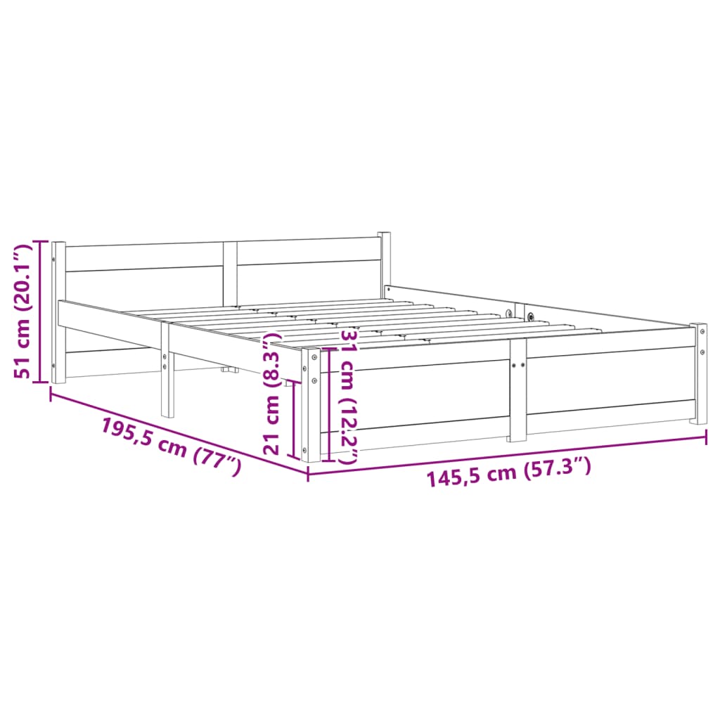 vidaXL Estructura de cama sin colchón madera maciza gris 140x190 cm