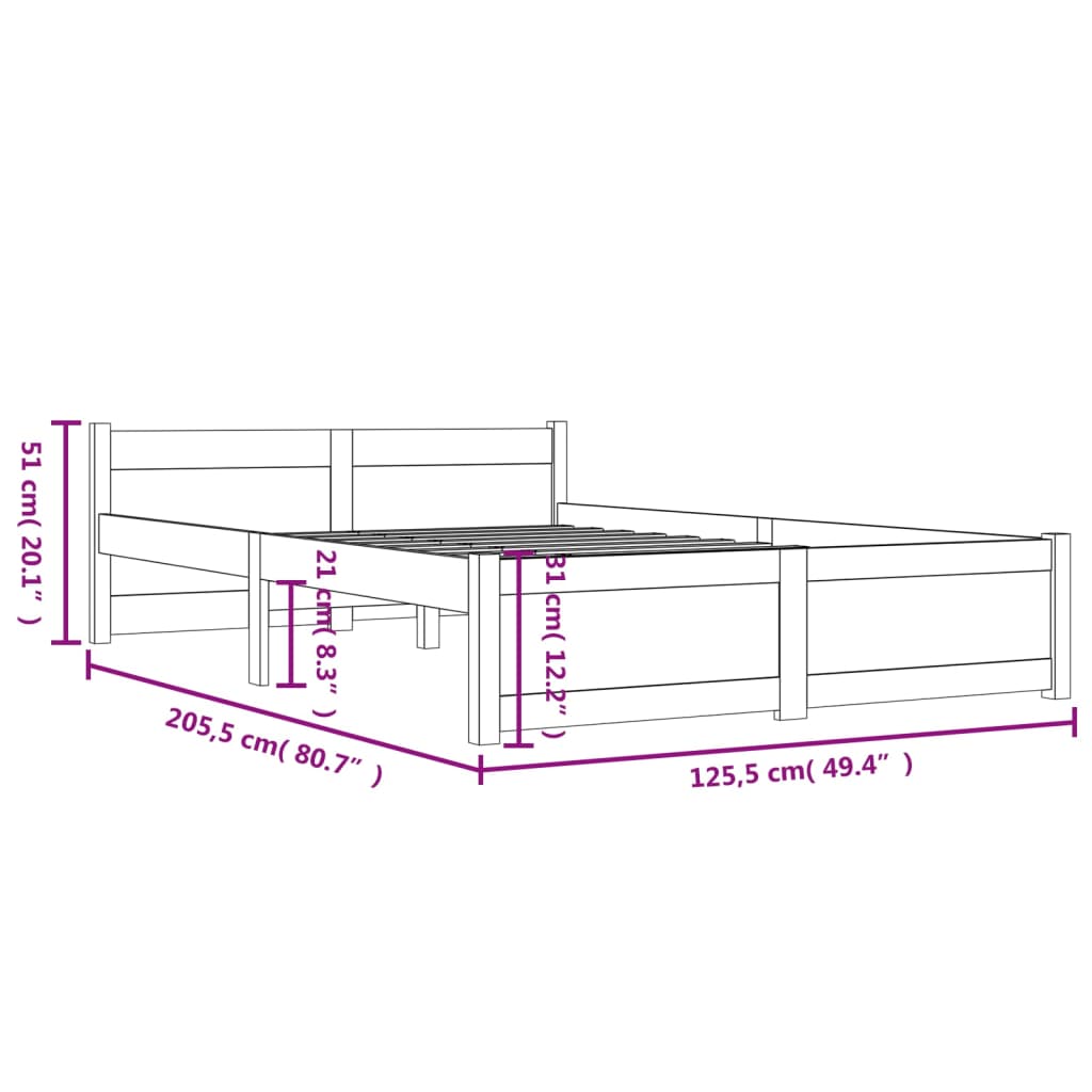 vidaXL Estructura de cama sin colchón madera maciza 120x200 cm