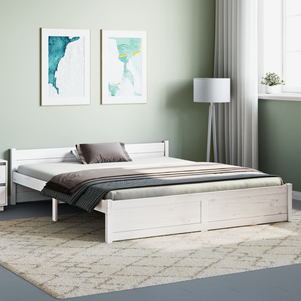 vidaXL Estructura de cama doble sin colchón madera blanco 150x200 cm