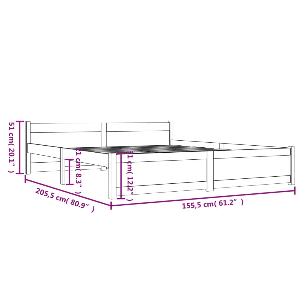 vidaXL Estructura de cama doble sin colchón madera blanco 150x200 cm