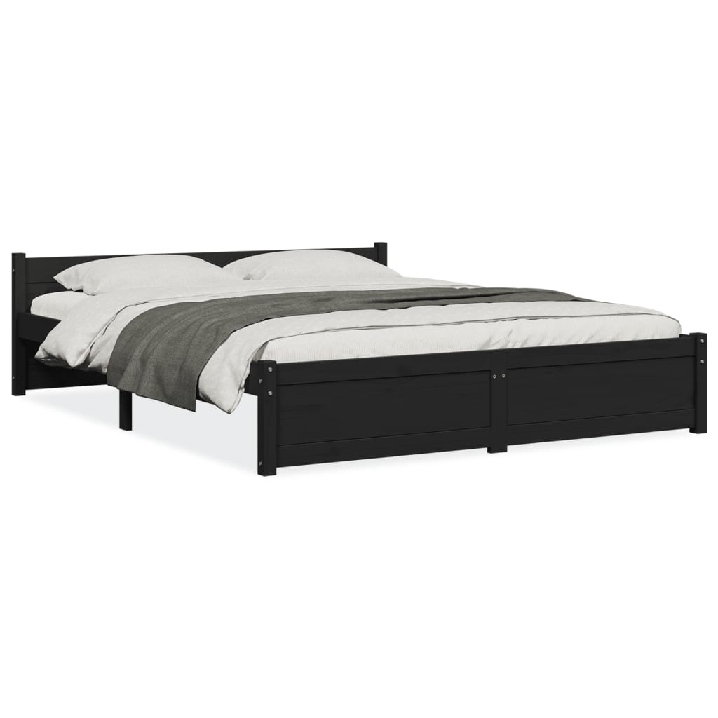 vidaXL Estructura de cama doble sin colchón madera negro 150x200 cm