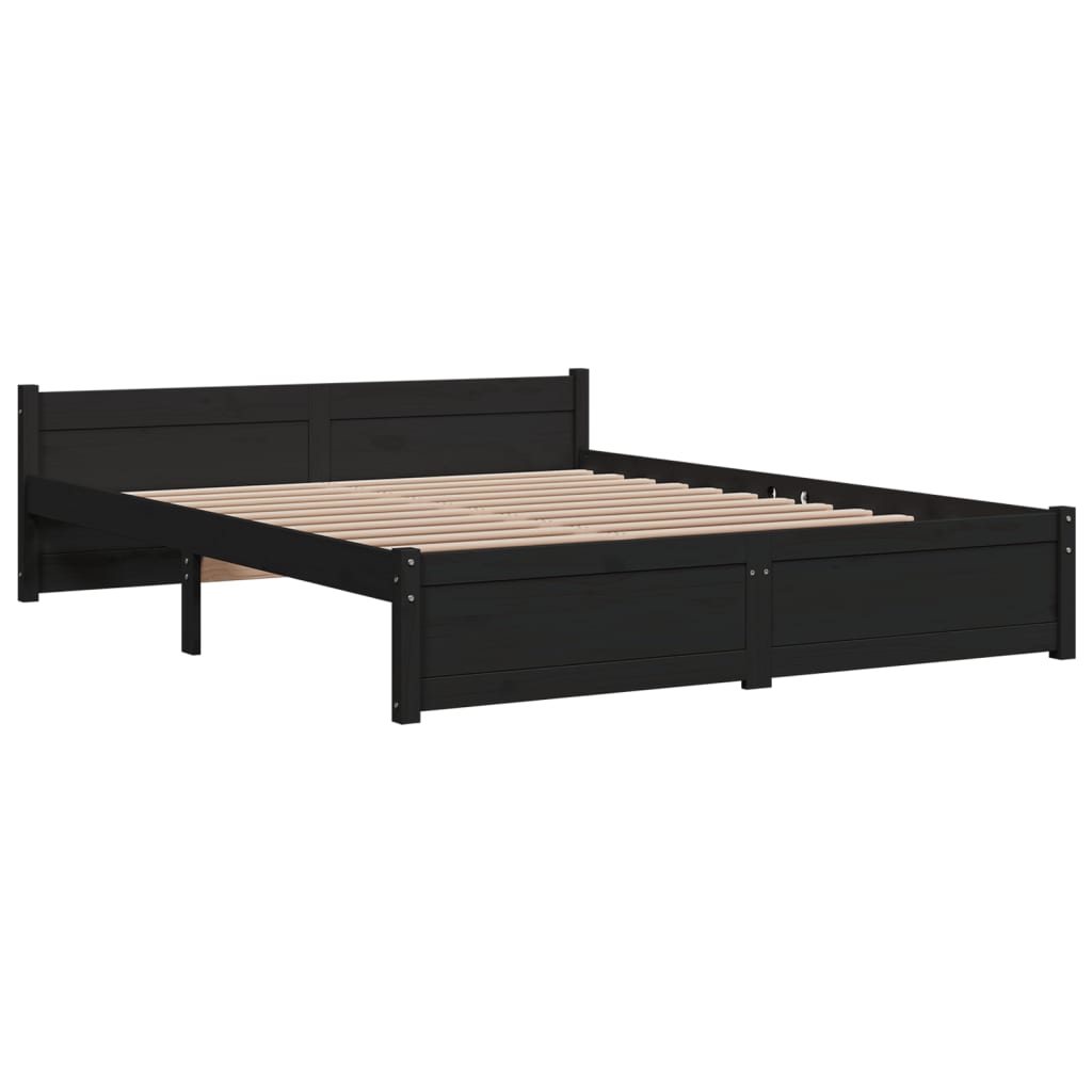 vidaXL Estructura de cama doble sin colchón madera negro 150x200 cm