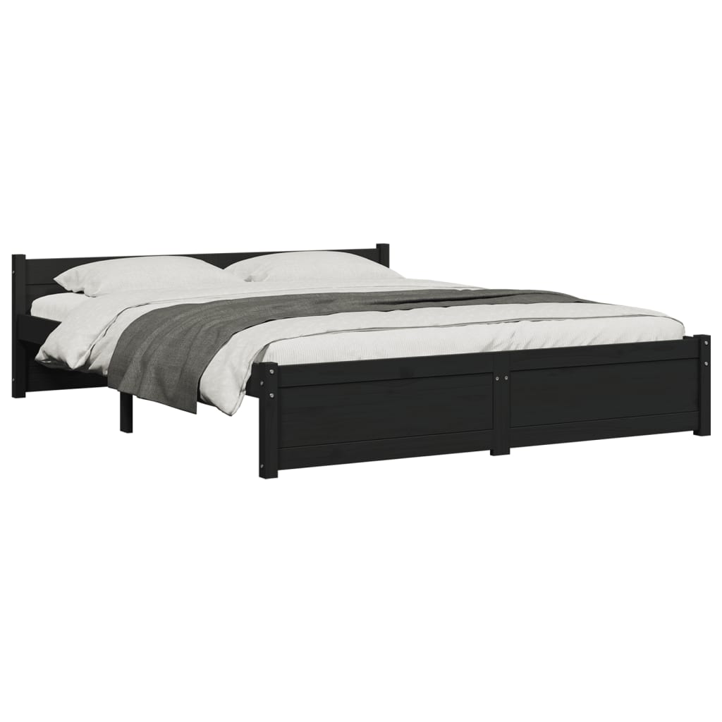 vidaXL Estructura de cama doble sin colchón madera negro 150x200 cm