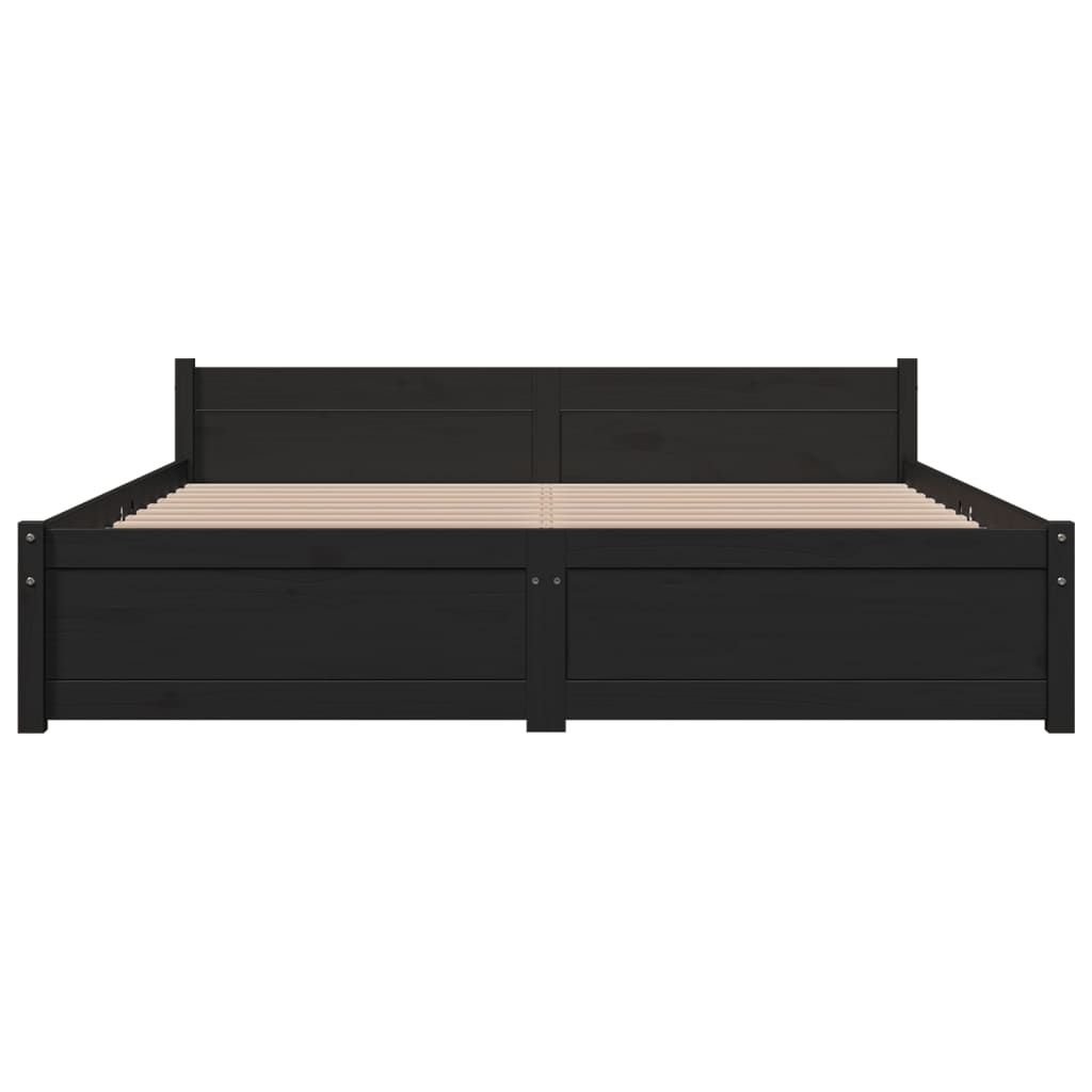 vidaXL Estructura de cama doble sin colchón madera negro 150x200 cm