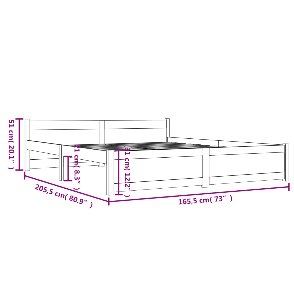 vidaXL Estructura de cama sin colchón madera maciza blanco 160x200 cm