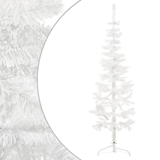 vidaXL Medio árbol de Navidad artificial con soporte blanco 120 cm