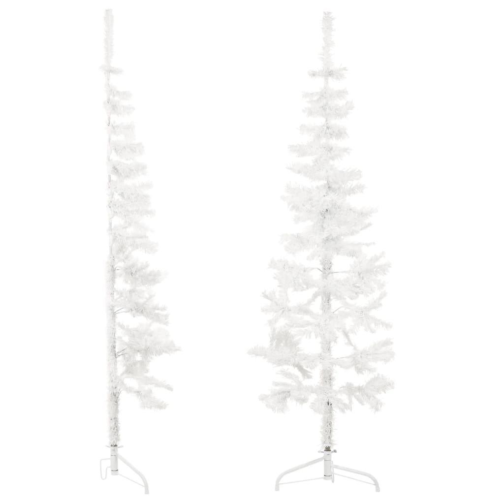 vidaXL Medio árbol de Navidad artificial con soporte blanco 120 cm