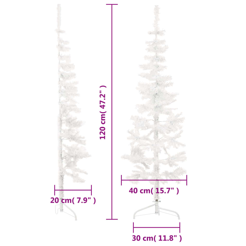 vidaXL Medio árbol de Navidad artificial con soporte blanco 120 cm