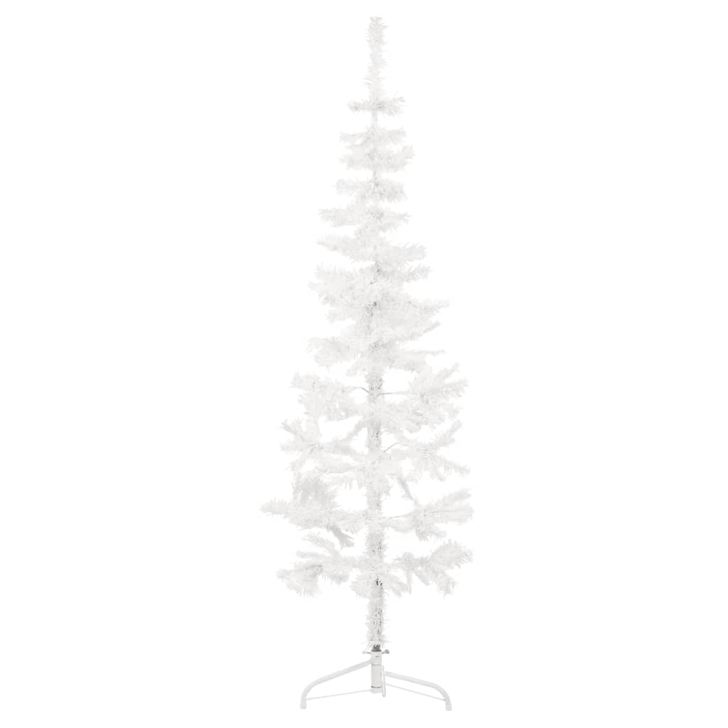 vidaXL Medio árbol de Navidad artificial con soporte blanco 120 cm