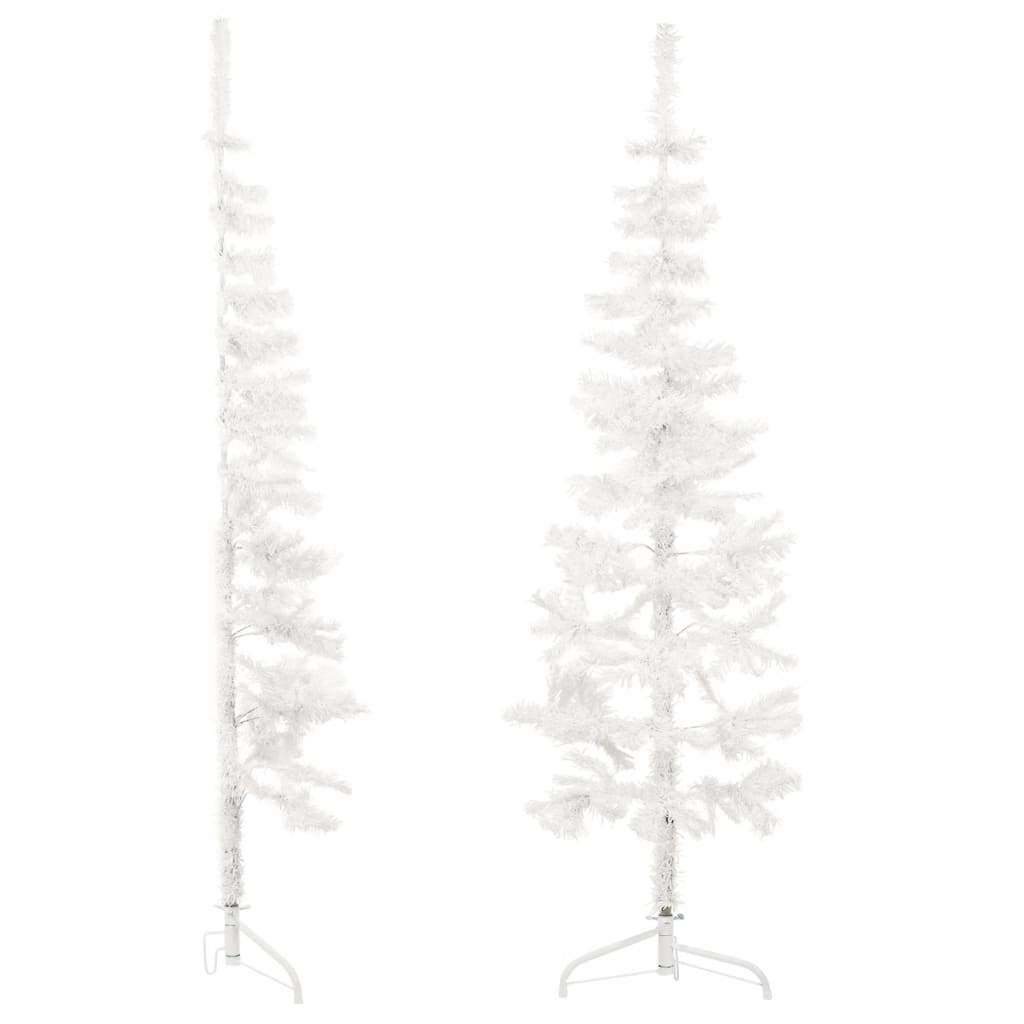 vidaXL Medio árbol de Navidad artificial con soporte blanco 120 cm