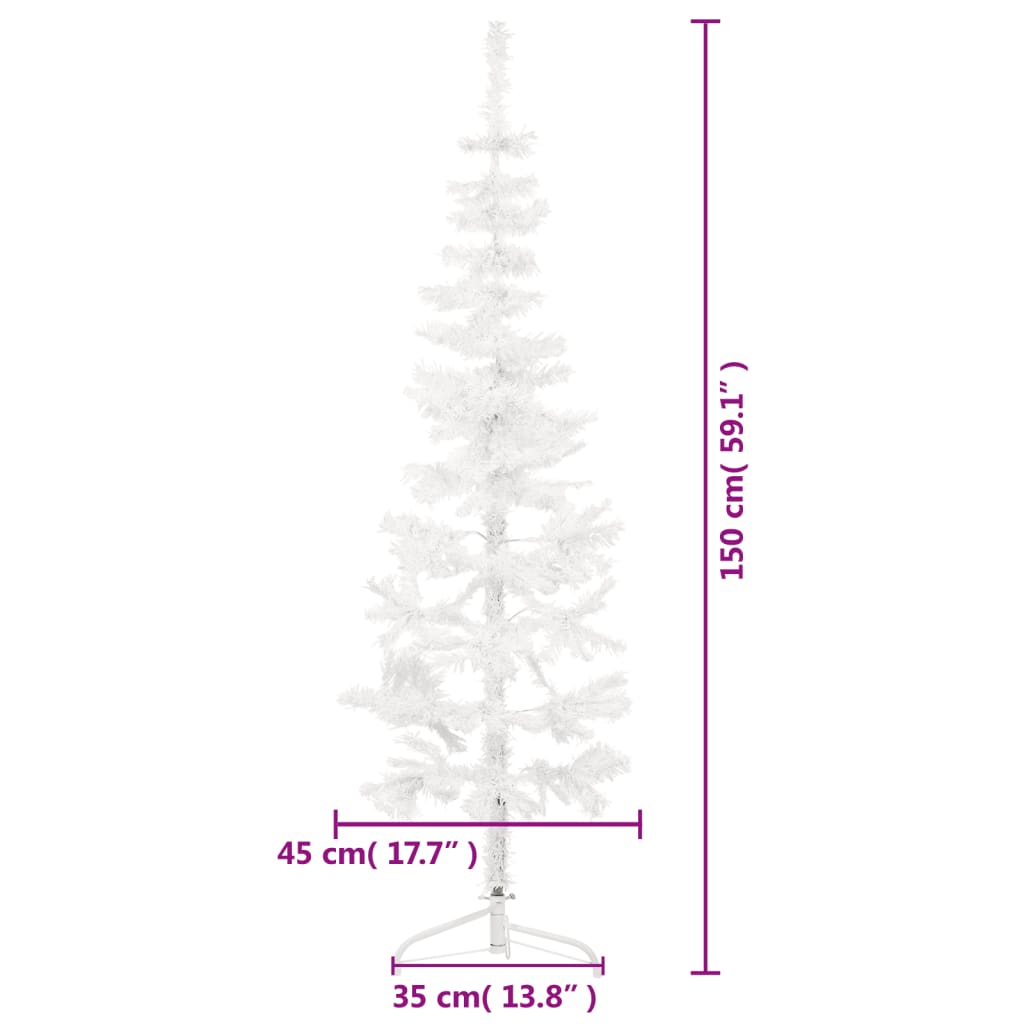 vidaXL Medio árbol de Navidad artificial con soporte blanco 120 cm