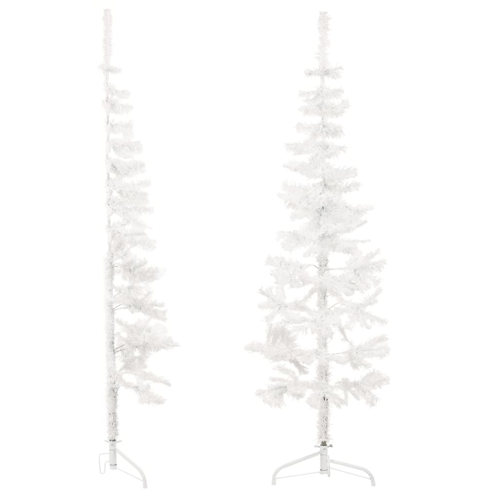 vidaXL Medio árbol de Navidad artificial con soporte blanco 180 cm