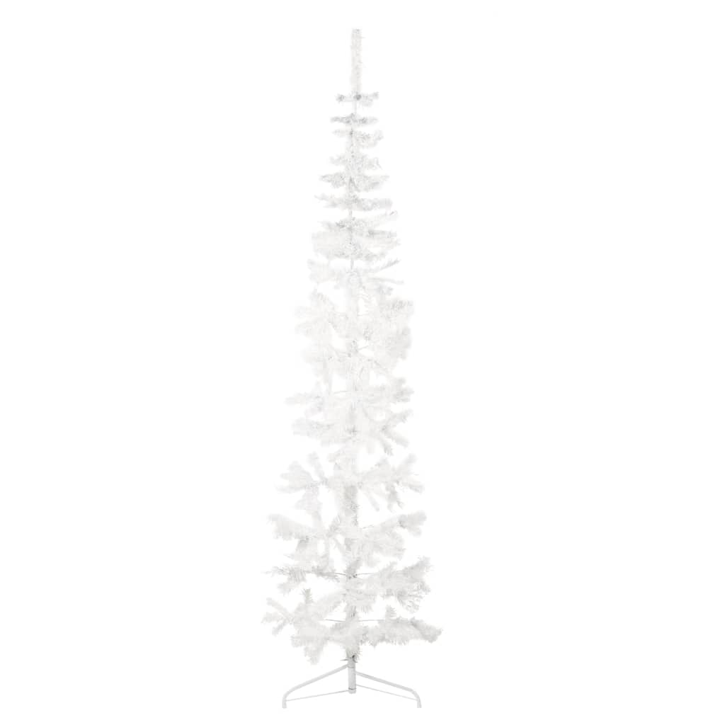 vidaXL Medio árbol de Navidad artificial con soporte blanco 210 cm