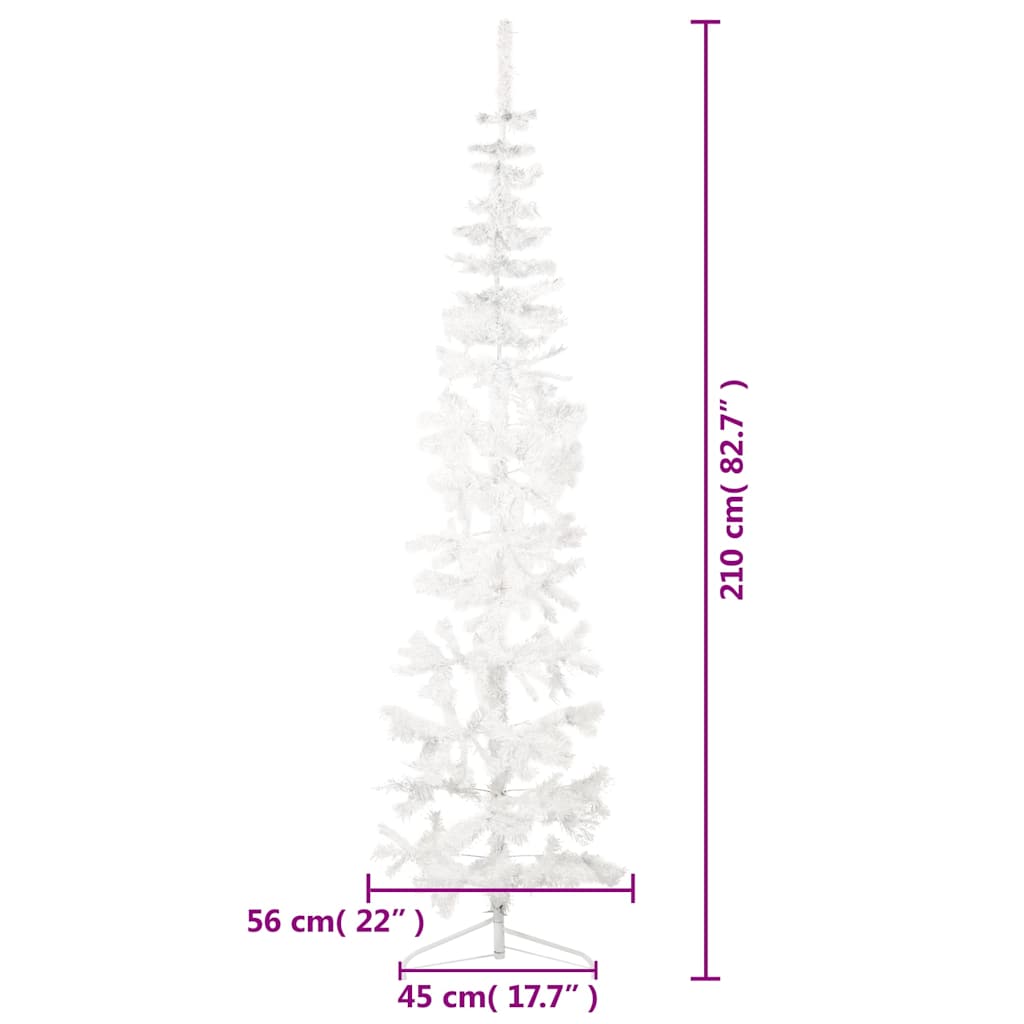 vidaXL Medio árbol de Navidad artificial con soporte blanco 210 cm