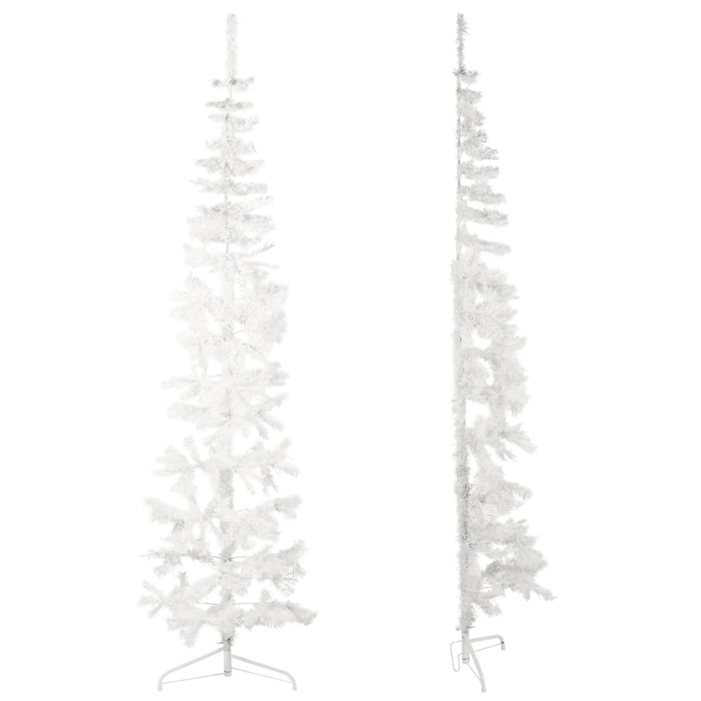 vidaXL Medio árbol de Navidad artificial con soporte blanco 210 cm