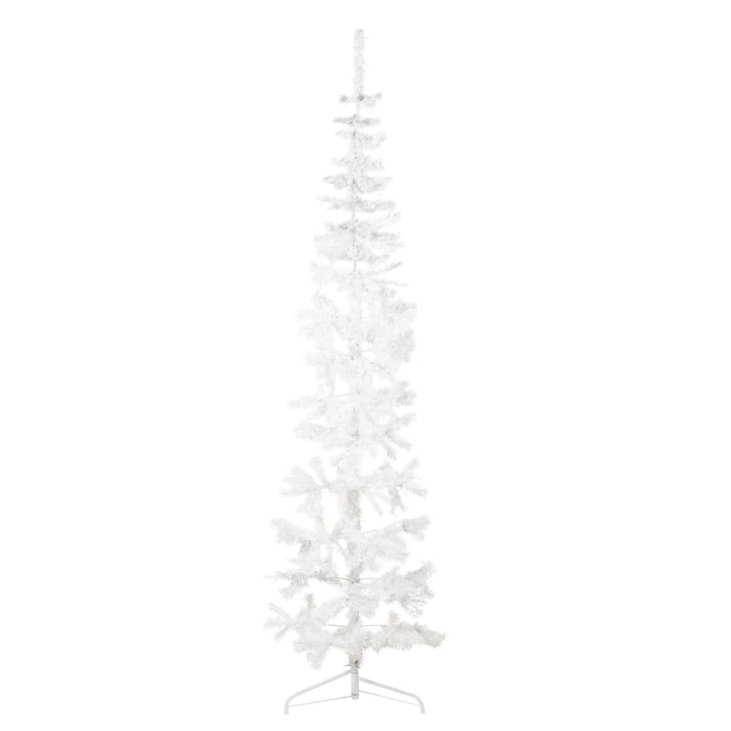 vidaXL Medio árbol de Navidad artificial con soporte blanco 210 cm