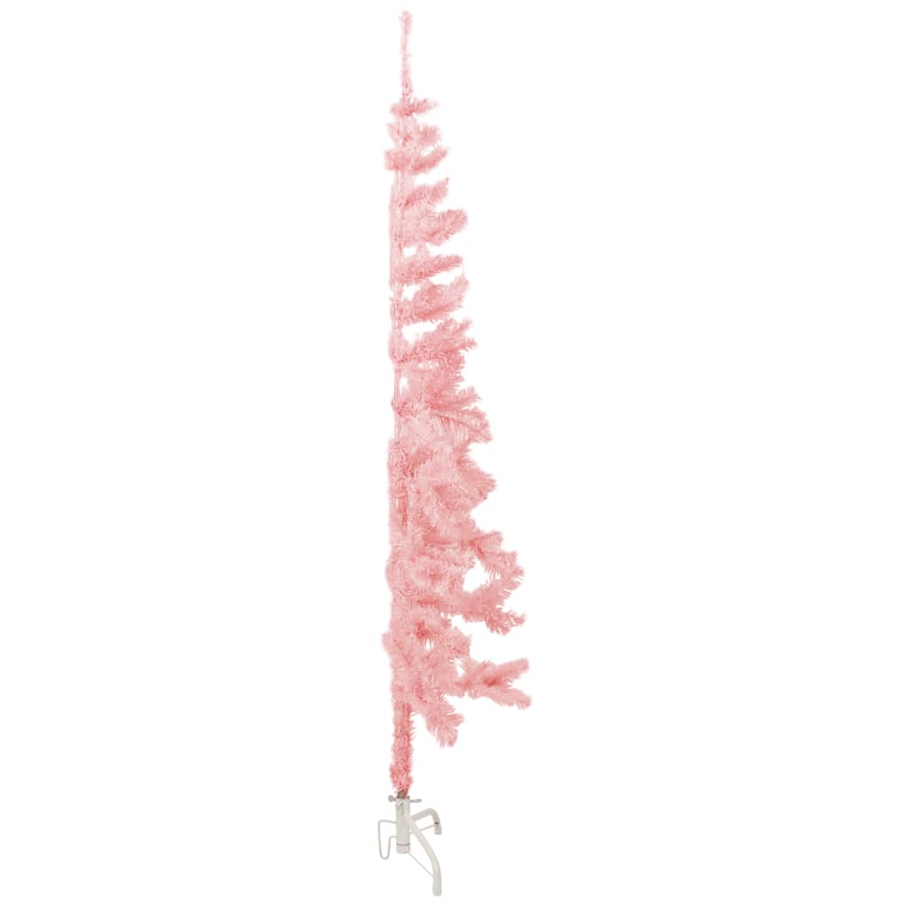 vidaXL Medio árbol de Navidad artificial con soporte rosa 120 cm