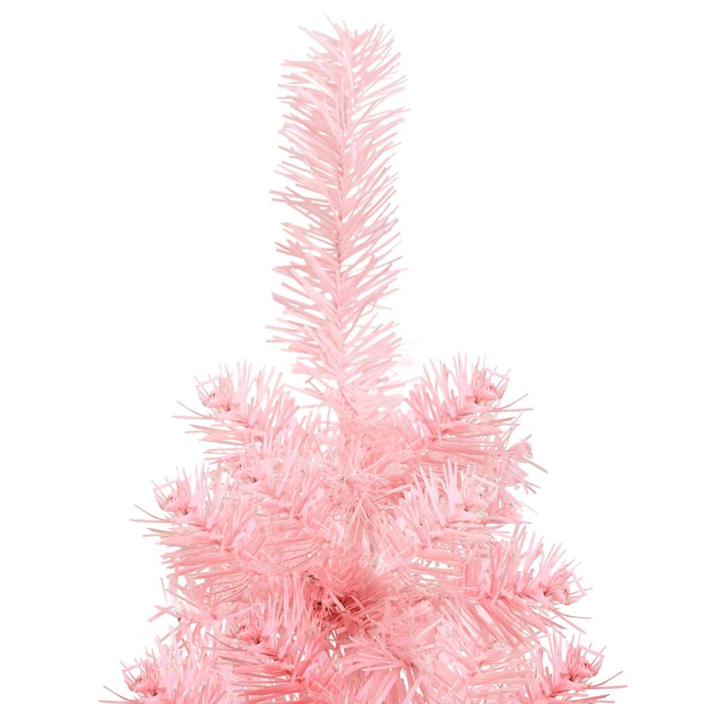 vidaXL Medio árbol de Navidad artificial con soporte rosa 150 cm