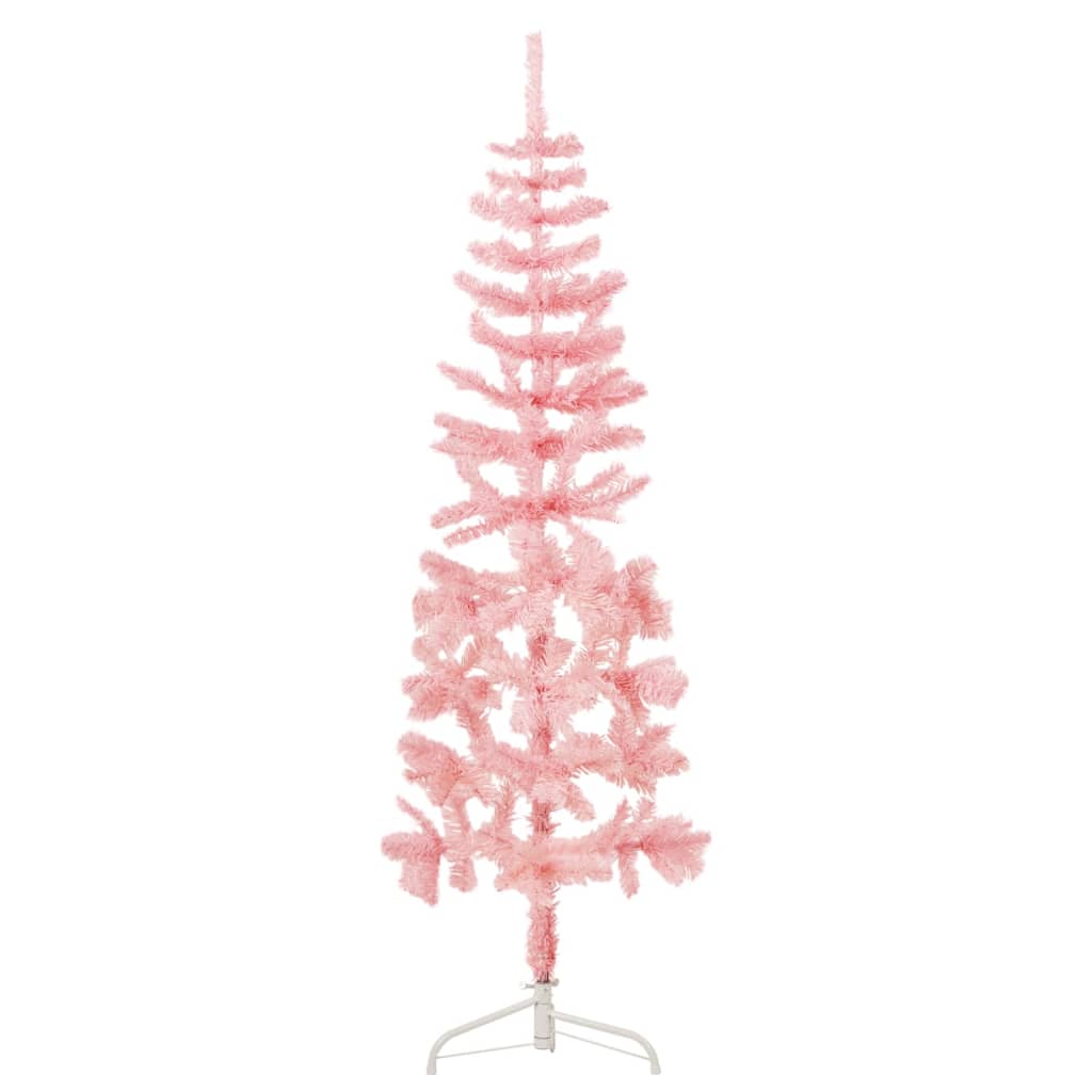 vidaXL Medio árbol de Navidad artificial con soporte rosa 180 cm