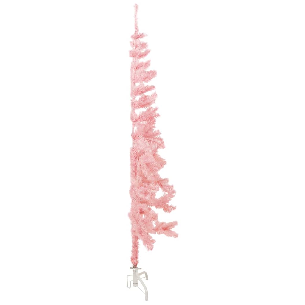 vidaXL Medio árbol de Navidad artificial con soporte rosa 180 cm