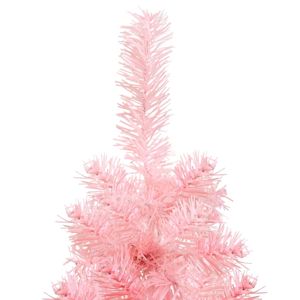 vidaXL Medio árbol de Navidad artificial con soporte rosa 180 cm